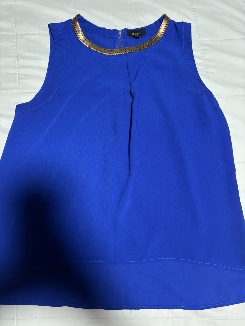 Mine Womens' Royal Blue Sleeveless top with Gold Trim